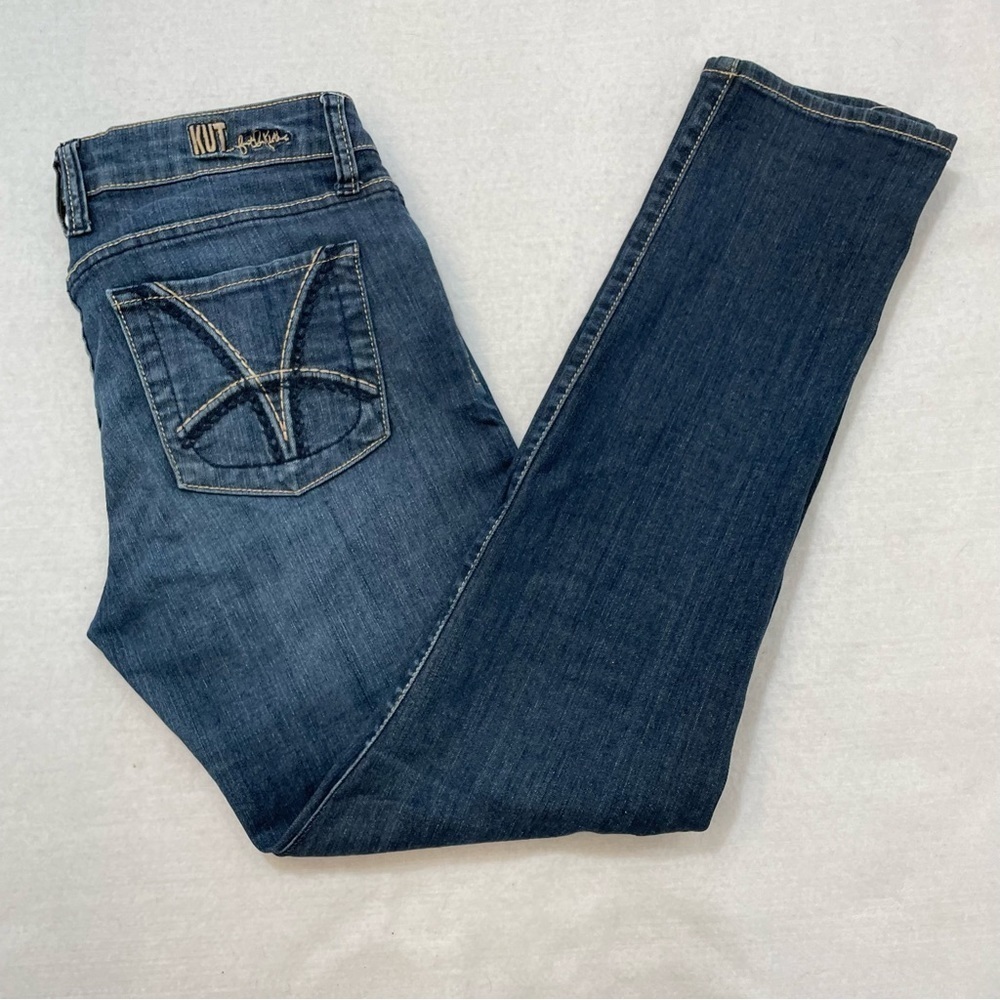 Kut from the Kloth Women’s straight leg Fancy Booty light distressed jeans Sz 4 